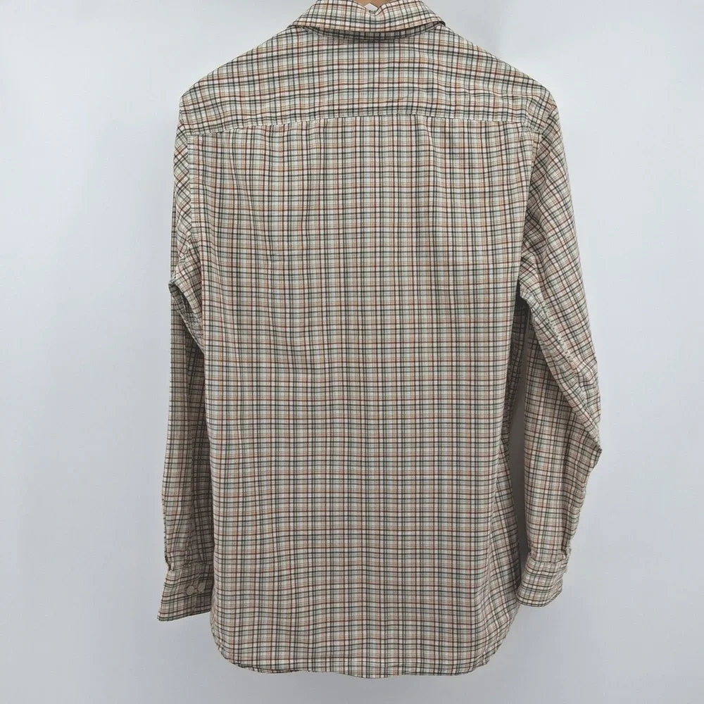 Banana Republic Mens M‎ Slim Fit Soft Wash Plaid Button Down Shirt Brown Green